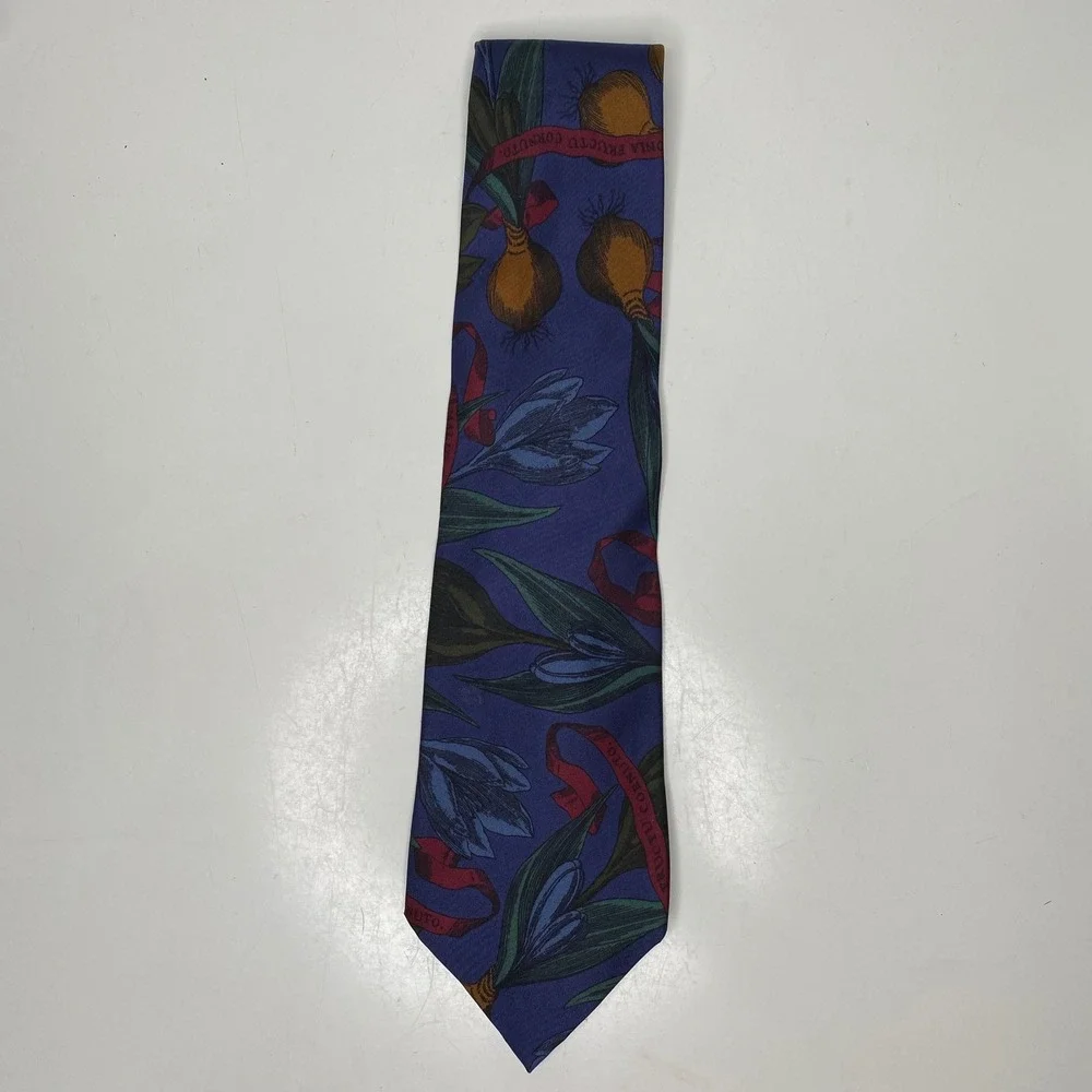 Liberty of London Silk Tie Purple Botanical Floral Latin Ribbon Eclectic Grandpa